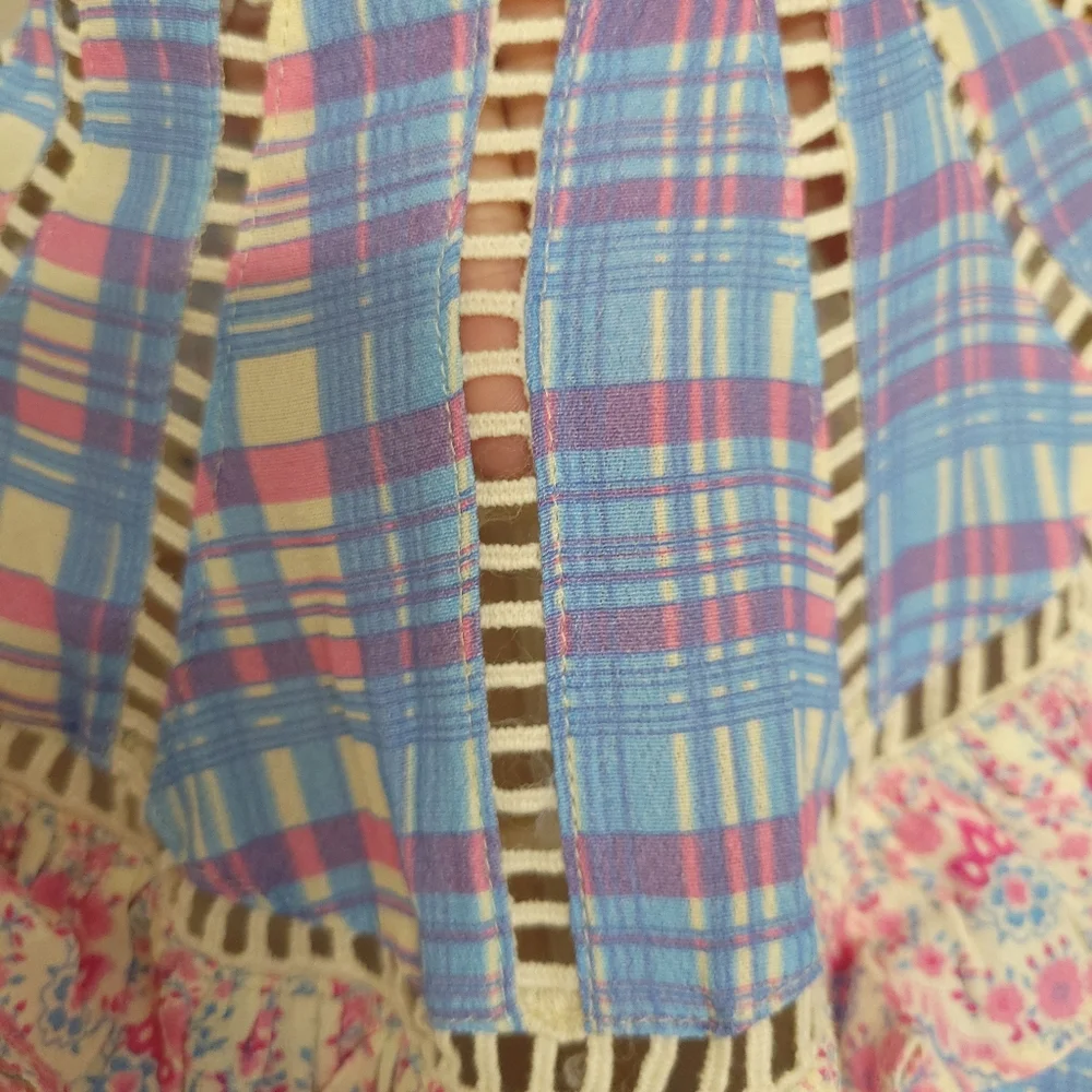 Anthropologie Plenty by Tracy Reese Plaid Ruffle Flower Mini Dress, size xsp. - Picture 8 of 16
